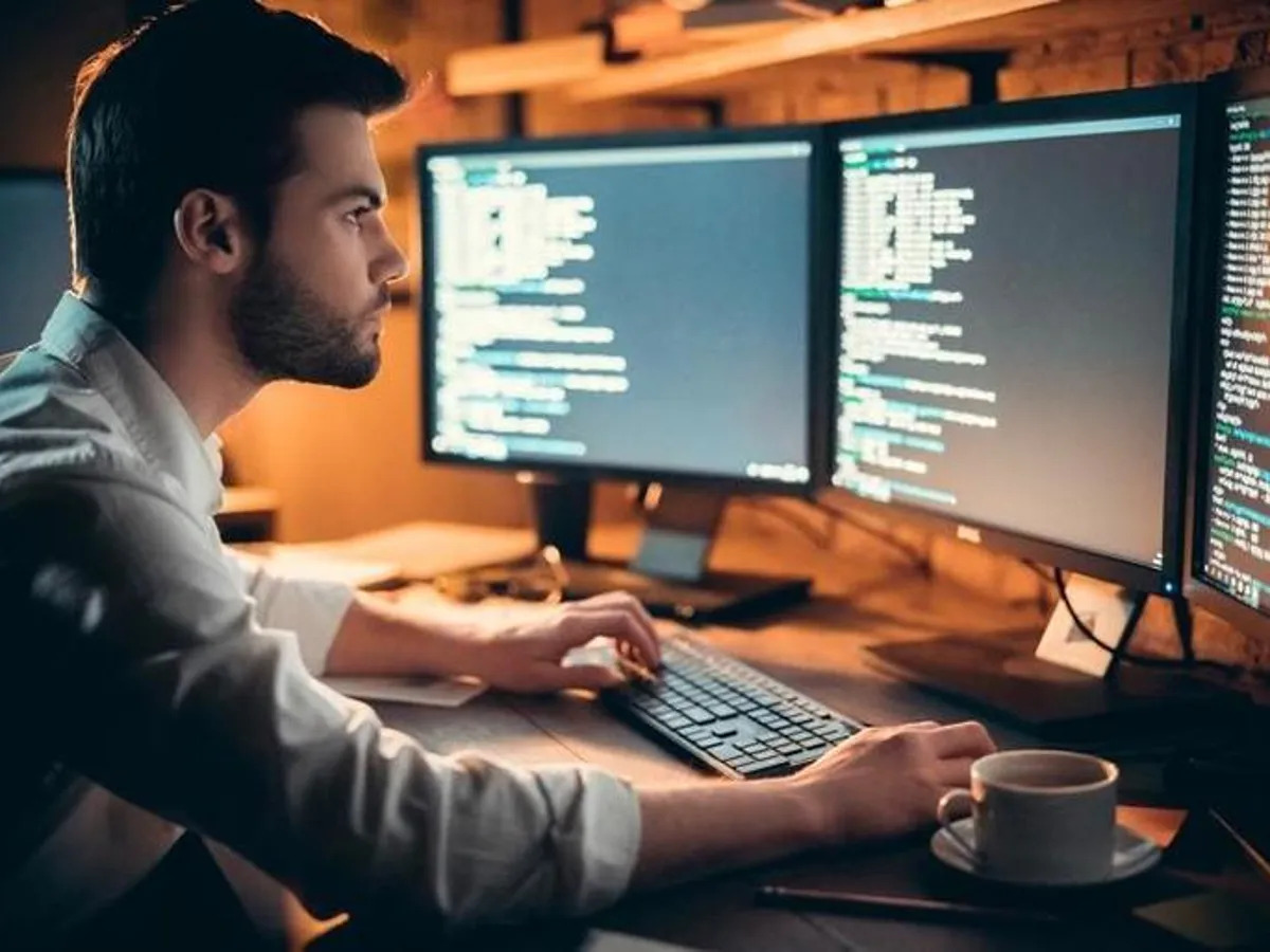 Software developer working at computer